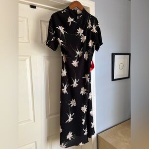 Topshop Floral Dress with Coral Statement Belt, Size 8